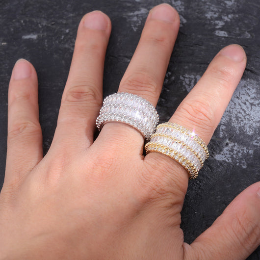 Anillo de Circonita Doble Fila Estilo Hip-hop Unisex - Image 5