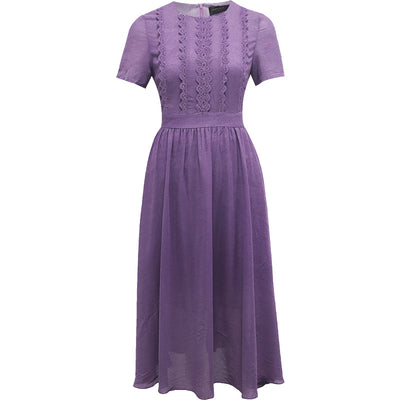 Vestido Morado con Patchwork de Encaje para Mujer - Image 4