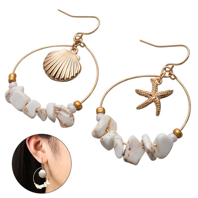Aretes Estrella de Cinco Puntas en Metal Salvaje con Concha Marina - Image 16