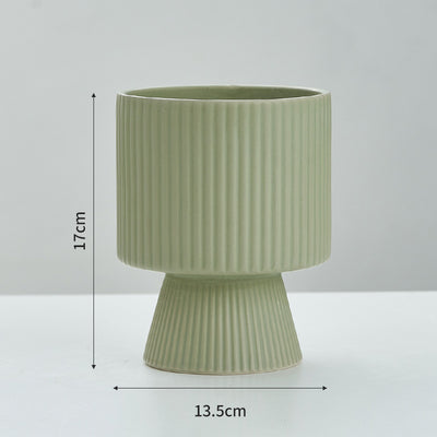 Maceta de Cerámica Nórdica con Diseño de Rayas Creativas - Image 8