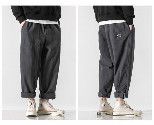 Pantalones Casuales Holgados con Detalles de Patchwork para Hombre - Image 23