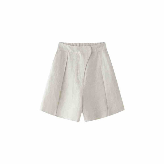 Pantalones Cropped Casual de Lino Tencel Texturado con Cierre Oblicuo - Image 5