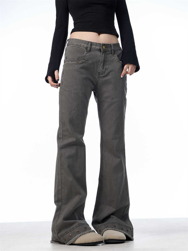 Pantalones Skinny Retro Talle Alto Elásticos con Bota Acampanada para Mujer