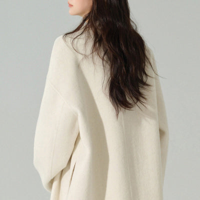 Abrigo de Lana Blanco Doble Botonadura para Mujer - Largo Reversible Otoño Invierno - Image 5