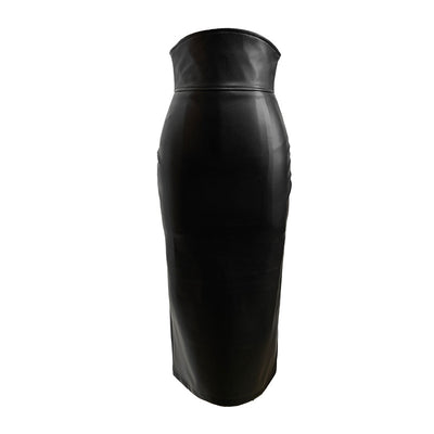 Falda Midi de Cuero PU Cintura Alta con Bolsa Integrada - Slim Fit - Image 6