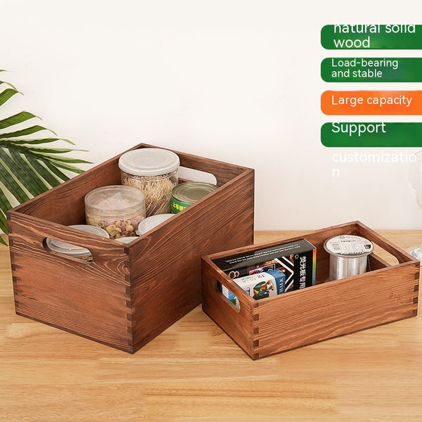 Caja de Almacenamiento Retro de Madera - Organizador Rectangular para Cosméticos