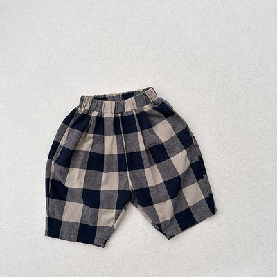 Pantalones Capri Cuadros Azul Retro para Niños - Image 19