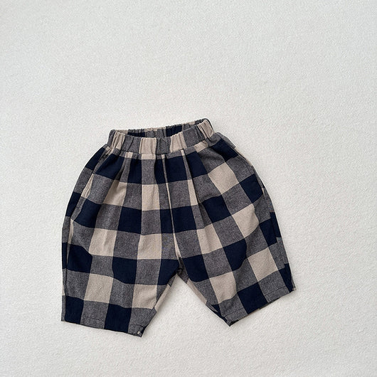 Pantalones Capri Cuadros Azul Retro para Niños - Image 19