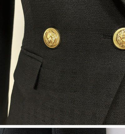 Blazer Doble Botonadura Plateada Estilo Británico Versátil - Image 9