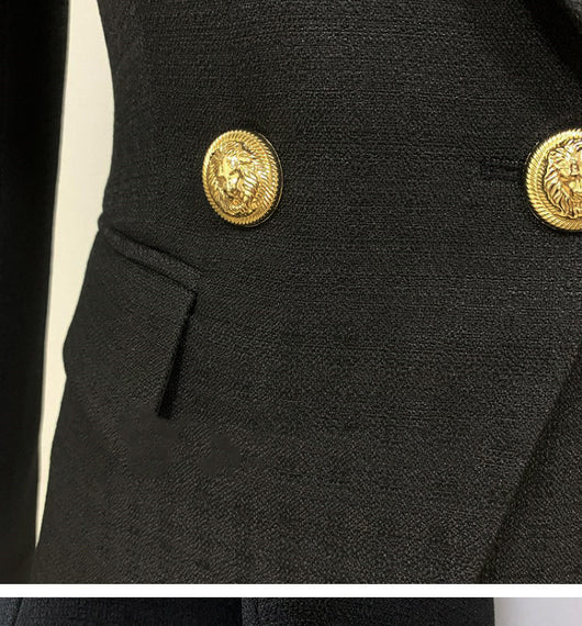 Blazer Doble Botonadura Plateada Estilo Británico Versátil - Image 9