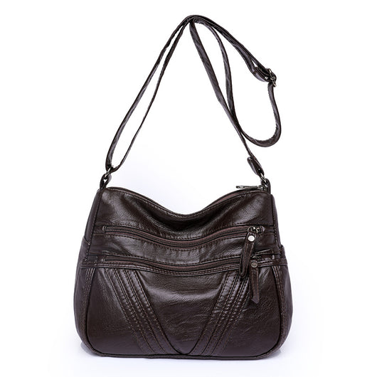Bolso Bandolera de Cuero Suave para Mujer con Múltiples Compartimentos - Image 9