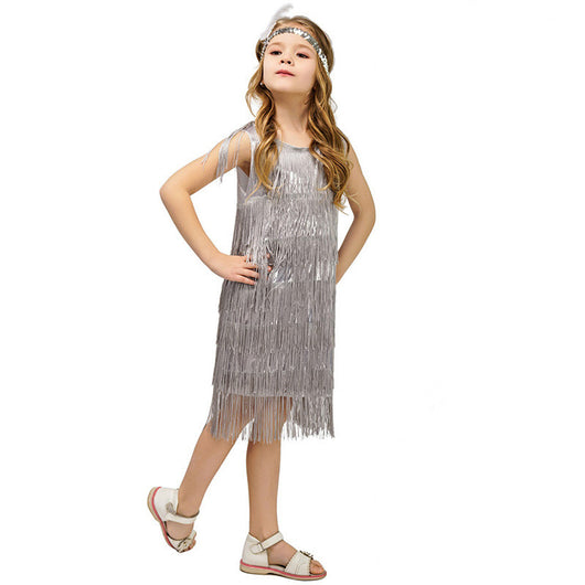 Vestido de Danza Latina Infantil Retro con Flecos para Presentaciones - Image 12