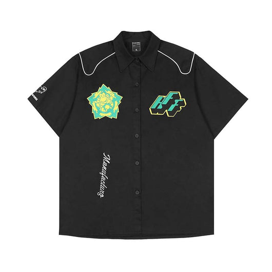 Camisa Suelta con Bordado de Letras para Hombre - Image 7