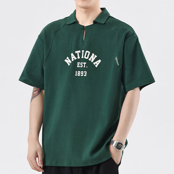 Camisa de Algodón Pesado con Solapa y Manga Corta