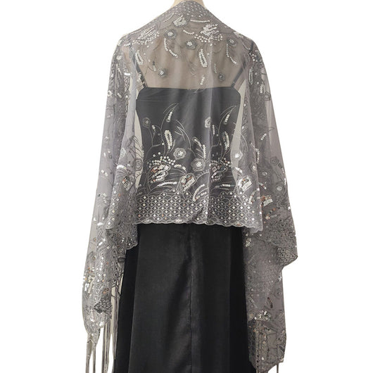 Chal de Gala Elegante con Lentejuelas y Borlas para Novia - Image 36