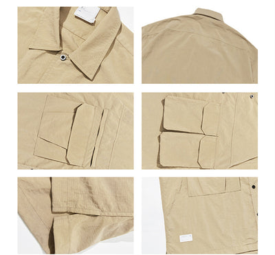 Camisa de Trabajo Retro Estilo Japonés Manga Corta para Verano - Image 17