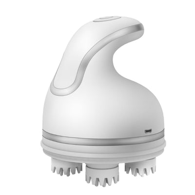 White electric pet head massager with silver accents, featuring a curved handle for comfortable grip. - Image 6