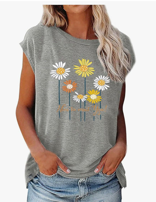 Blusa Floral Estampada 3D con Efecto Algodón - Manga Corta Multicolor - Image 2