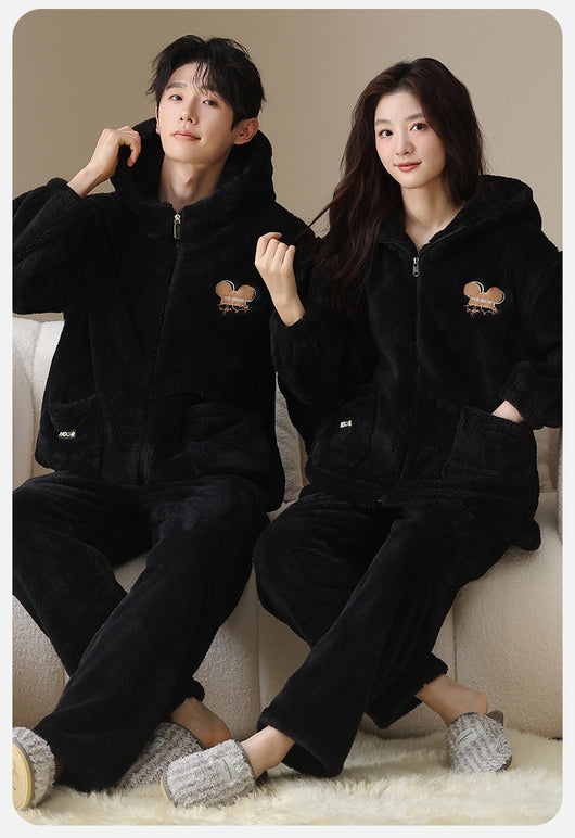 Pijama Térmica para Parejas con Capucha y Cierre - Conjunto Abrigado Unisex - Image 8