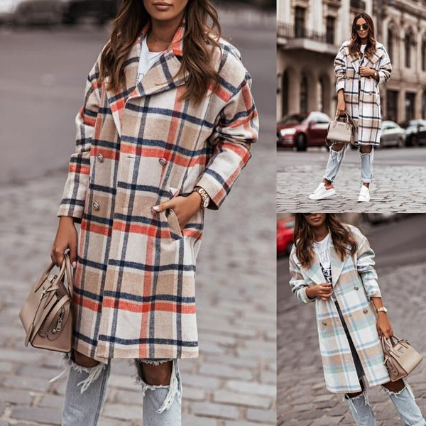 Camisa de Cuadros con Botones y Solapas para Clima Frío