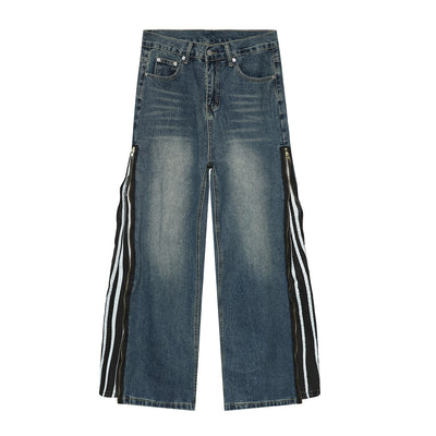 Pantalones Vaqueros Patchwork Retro Estilo Americano con Cierre de Diseño - Image 6