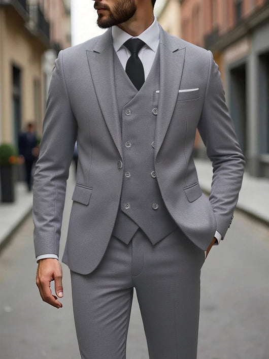 Traje de Negocios Tres Piezas Doble Botonadura para Hombre - Image 8