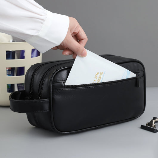 Bolsa de Aseo Viaje Doble Compartimento Cuero PU Hombre - Image 9