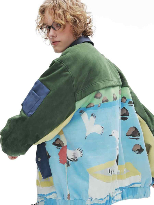 Chaqueta de Gamuza Estilo Retro Patchwork para Hombre - Image 5