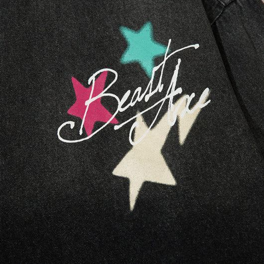 Camisa Denim con Estampado de Estrella y Letras - Diseño Moderno - Image 4