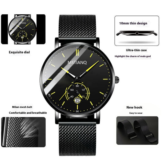 Cinturón Tecnológico de Acero Refinado con Calendario - Diseño Coreano Elegante Negro - Image 14