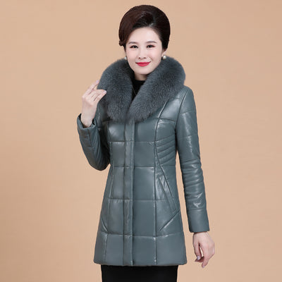 Chaqueta de Cuero Acolchada con Cuello de Piel Sintética para Mujer - Image 4