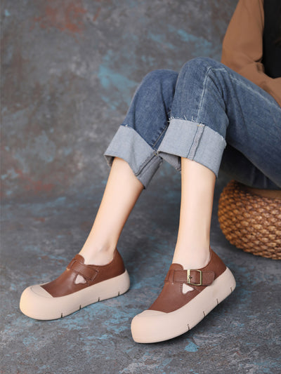 Zapatos Planos de Cuero Artesanal con Hebilla y Velcro para Mujer - Image 6