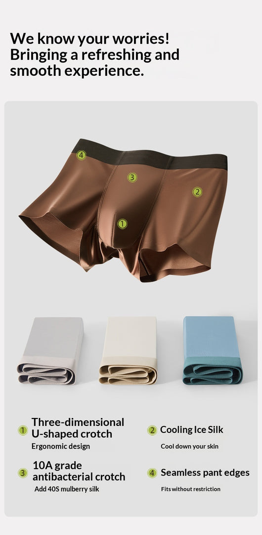 Calzoncillos Boxer Briefs de Seda de Hielo Satinada Antibacteriana para Hombre - Image 21