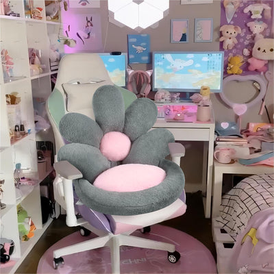 Cojín Nido Redondo para Gatos y Gamers - Asiento Floral Kawaii 19 Pulgadas Gris - Image 9