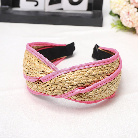Diadema Tejida de Paja con Bolsa Minimalista