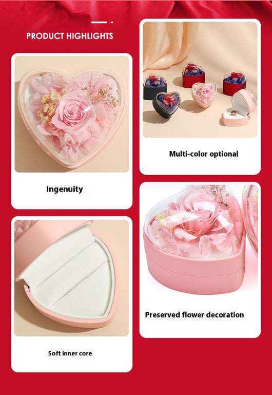 Anillos y Colgantes de Rosas Preservadas para San Valentín con Caja de Almacenamiento - Image 10