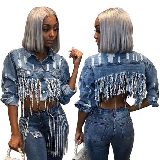 Chaqueta Denim Cropped para Mujer - Estilo Casual y Versátil - Image 5