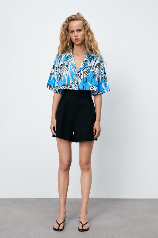 Blusa Estampada de Moda Europea y Americana para Mujer - Manga Corta de Verano - Image 7
