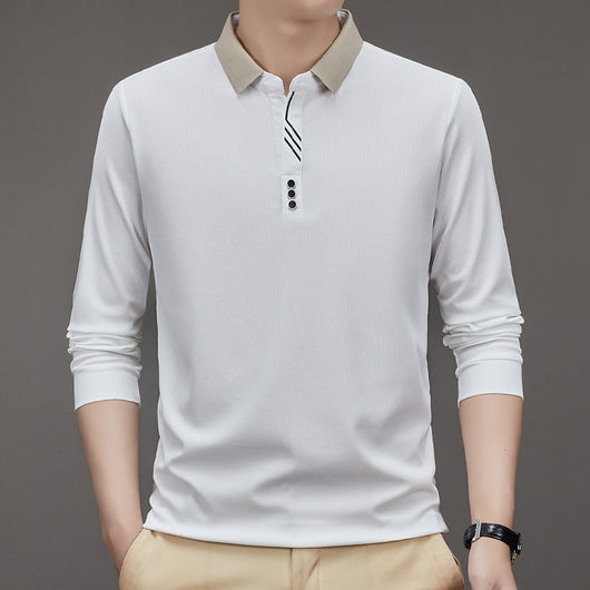 Polo Ejecutivo Otoño Hombre - Camisa Básica Cuello Solapa Color Sólido - Image 7