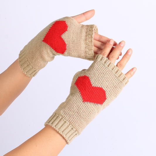 Guantes de Lana sin Dedos con Corazón Grande Tejidos - Image 2