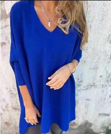 Blusa Larga Tejida Cuello V Suelta para Mujer - Image 28