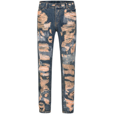 Jeans Rectos Vintage Desgastados con Roturas Personalizables para Hombre - Image 4