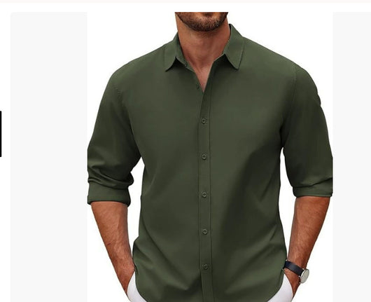 Camisa Clásica de Manga Larga para Hombre en Color Sólido - Image 13