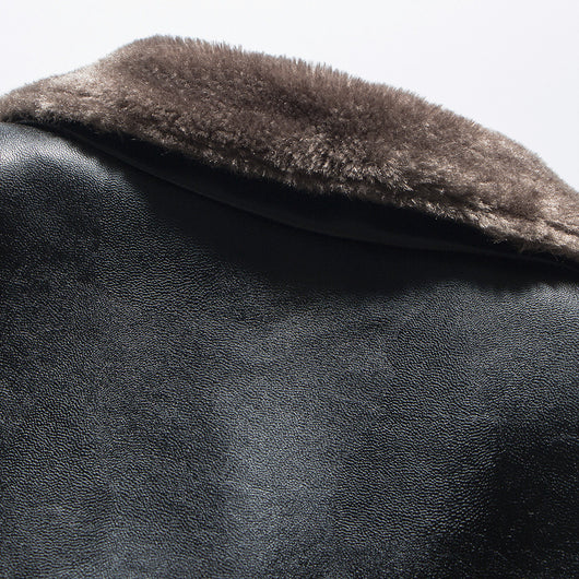 Chaqueta de Cuero con Cuello Mao Acolchada para Hombre - Image 5