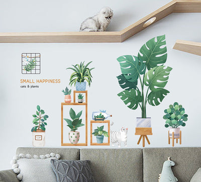 Cartoon cat wall sticker featuring multiple playful cats, one reaching for a fish, with "I LOVE FISH" text. - Image 19
