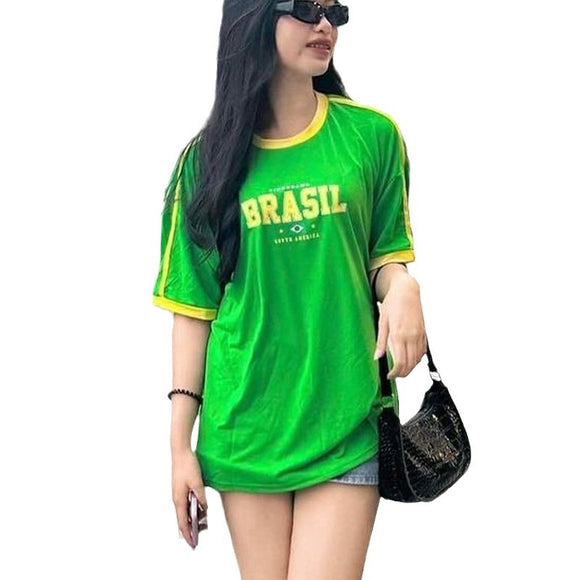 Camiseta Casual con Estampado de Letras - Diseño Simple y Versátil