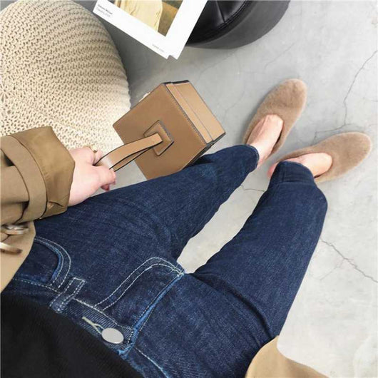 Pantalones Vaqueros Cintura Alta Estilo Coreano Talla Grande Slim Pierna Recta - Image 6