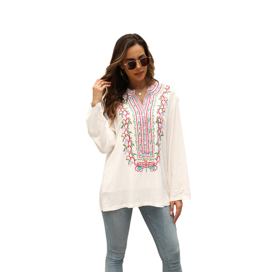 Camisa Bordada Cuello Mao Largo para Mujer - Image 4