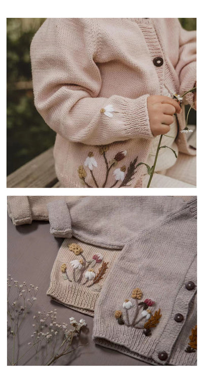 Conjunto de Cardigan Bordado a Mano para Niños con Gorro y Pantalón - Image 16