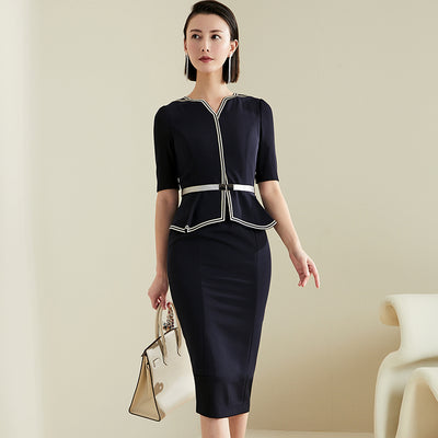 Vestido Reductor Manga Corta New Temperament para Mujer - Image 11